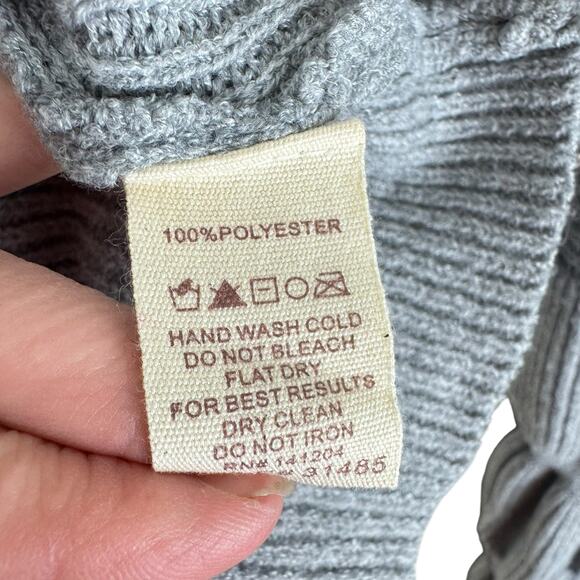 Hem & Thread NWT Gray Ribbed Knit Long Bubble Sleeve Mock Neck Sweater Size L - Picture 6 of 6